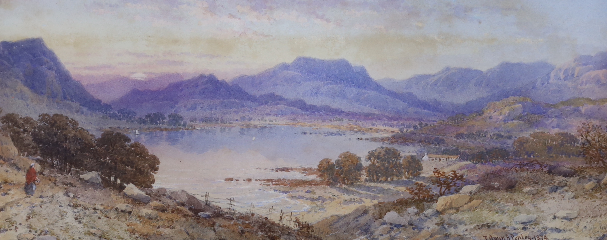 Six Victorian watercolour landscapes, by Edwin and Aaron Penley, The majority signed, the largest 18 X 46 cm, together with two volumes of sketching from nature in watercolours by Aaron Penley and albums of research on t